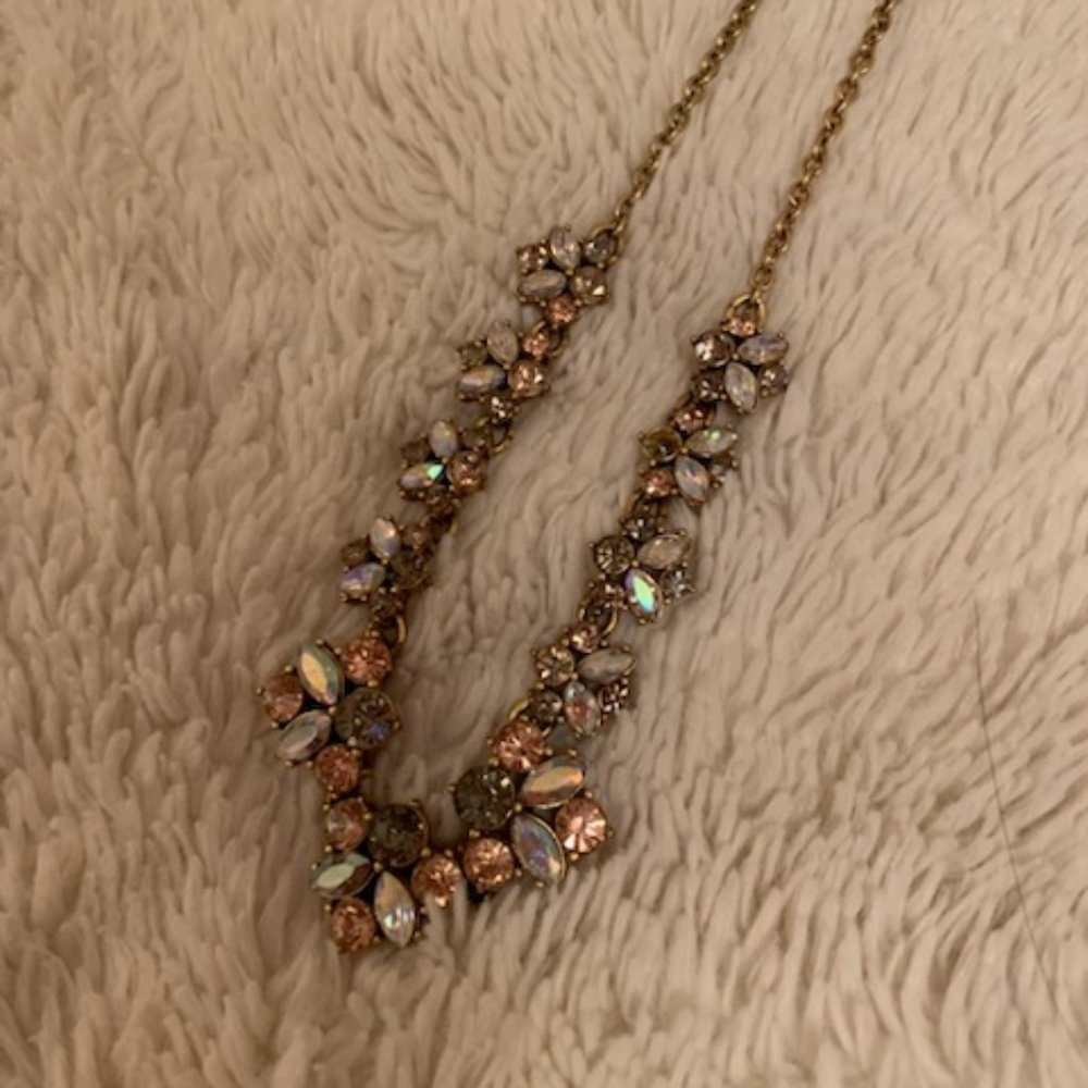 J. Crew Light Pink/Bronze/Gold Statement Necklace